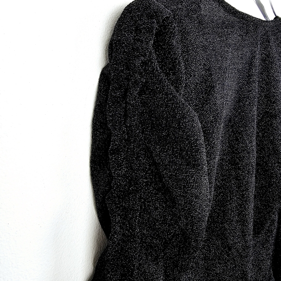 Rebecca Taylor Lurex Jersey Ruched V-neck Top Black Metallic Glitter size Small - Picture 11 of 14